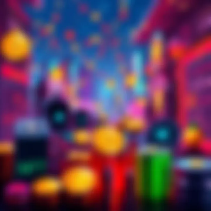 A colorful graphic showcasing various digital art pieces and cryptocurrency symbols, representing the NFT art market.