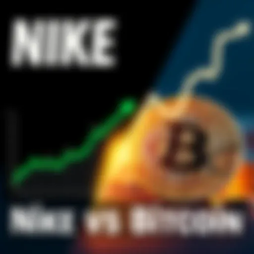 Comparison of Nike stock returns and Bitcoin returns since 2013, showing Nike's modest growth versus Bitcoin's explosive rise.