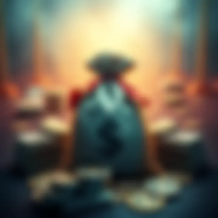 A visual representation of North Korea's theft from decentralized finance, showcasing a large bag of money with digital currency symbols around it, and two protocols symbolizing Kelp and LayerZero arg...