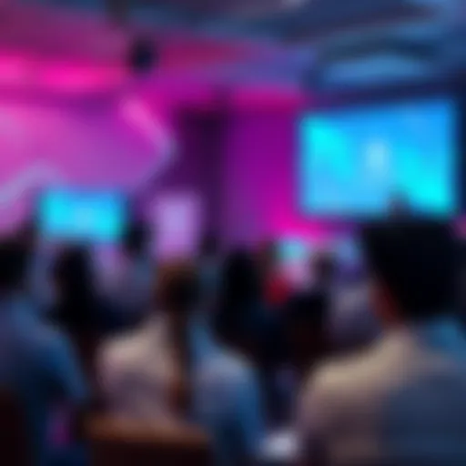 NowPayments team presenting payment solutions at Cardano seminar, with audience engaged and discussing blockchain technology