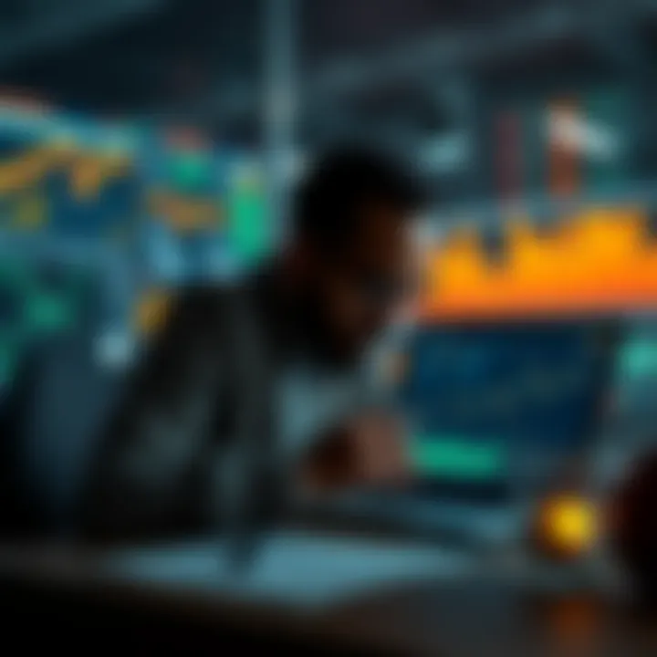 Opportunity to Invest A person looking at a laptop with financial charts and graphs, contemplating investment opportunities.