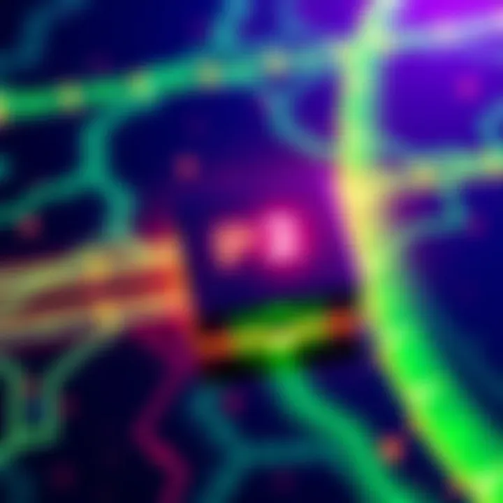 A digital representation of a blockchain with a highlighted block indicating successful mining by P2Pool Nano.