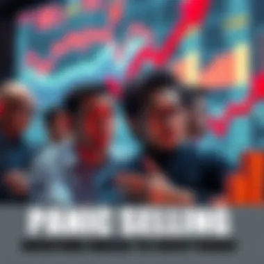 Group of worried investors looking at financial charts with red arrows indicating loss.