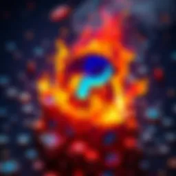 Representation of Paxos burning PayPal stablecoins with burning icons and digital currency symbols around.