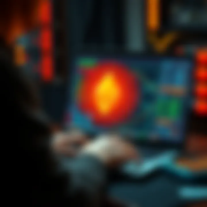 Paying with Monero for Compute Services A person using a laptop with a Monero logo on the screen, symbolizing payment for decentralized compute services.