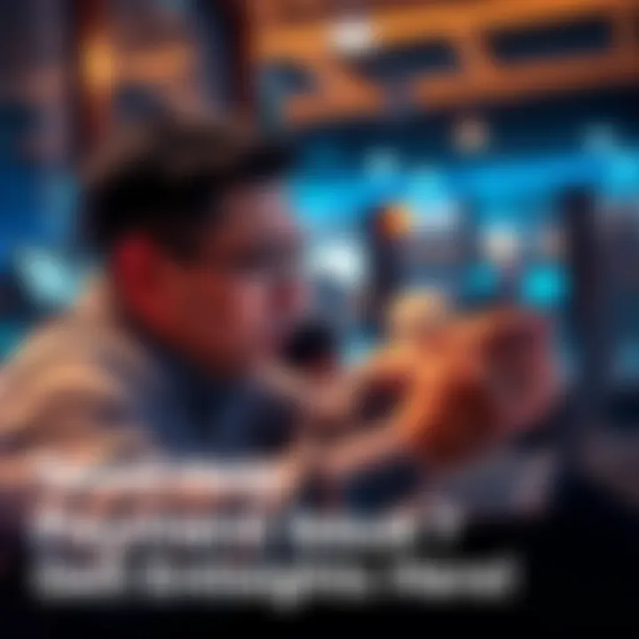 A person examining different payment methods on a laptop, showing concern about an issue