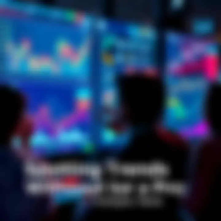 Group of people looking at charts and graphs on a screen to identify trends in the market