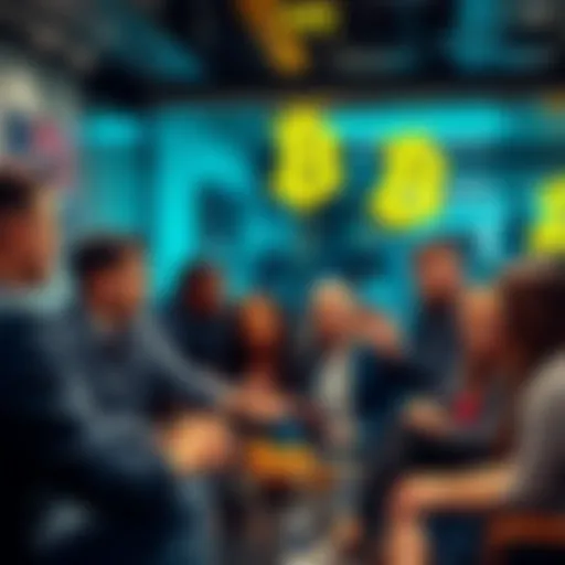 A group of people sharing their experiences on how they finance Bitcoin investments in a casual setting