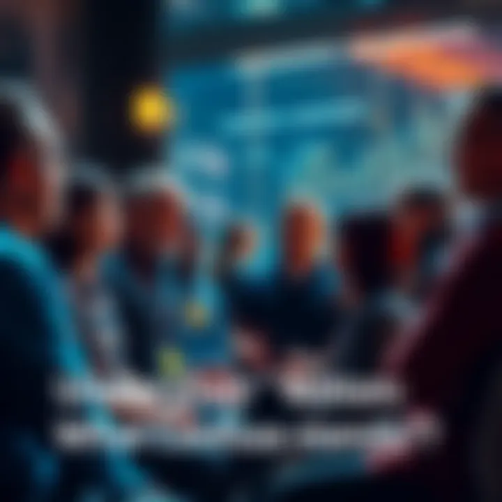 A diverse group of people engaging in a conversation about Bitcoin, sharing thoughts and experiences.