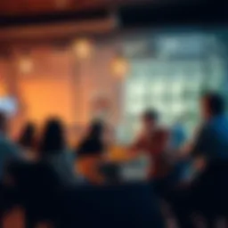 Group of people sharing their experiences about cost basis in a café setting