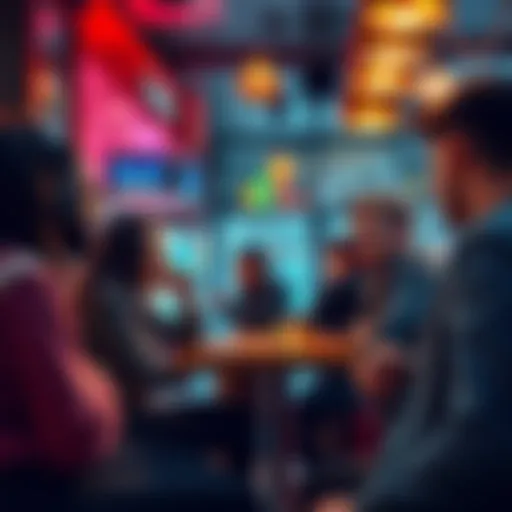 A group of people in a cafe sharing their experiences about dealing with market struggles