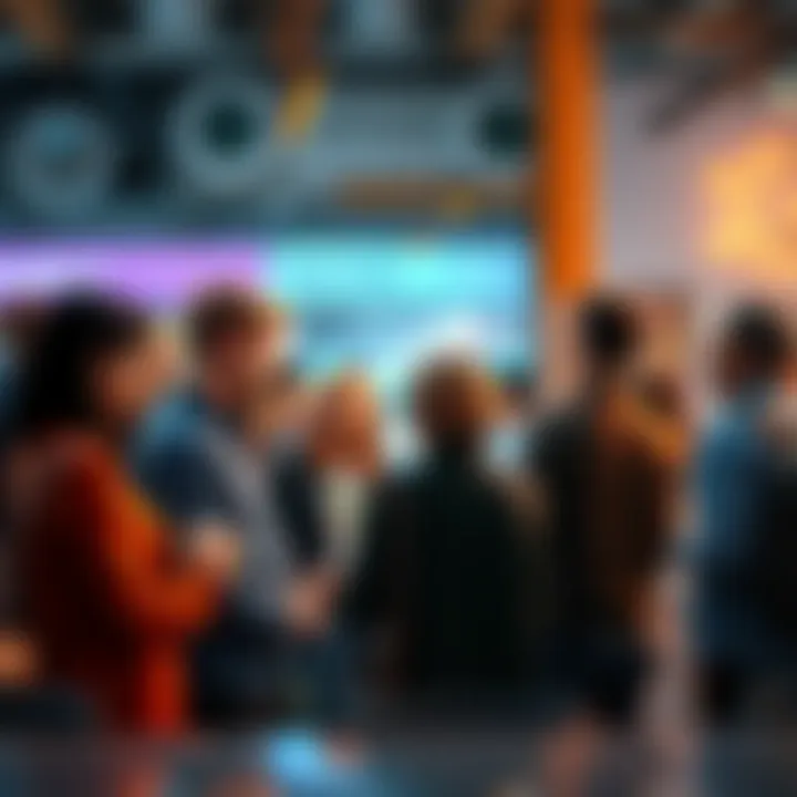 People Discussing Various Topics A group of people engaging in conversation about donuts and trading in a lively community setting