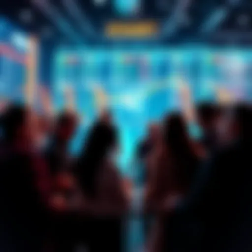 A group of people engaged in a lively discussion about trading strategies and events