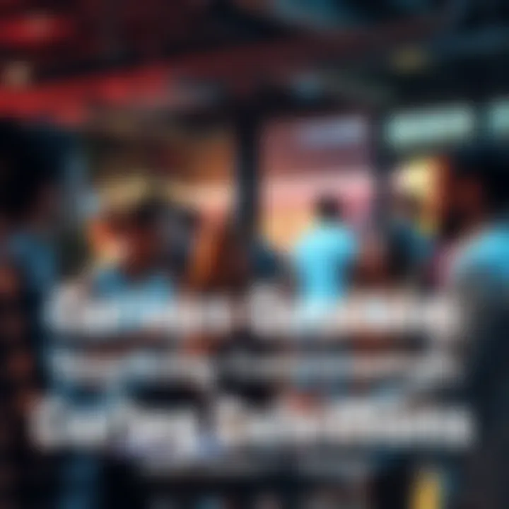 Group of people discussing and sharing ideas in a lively setting