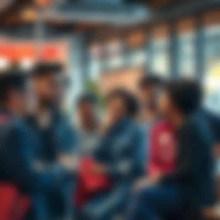 People expressing regret over purchases A group of diverse people sharing their negative experiences about recent purchases in a casual setting