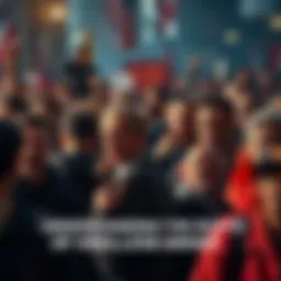 A diverse group of people showing anger and frustration in a public setting, highlighting societal tension and unrest.