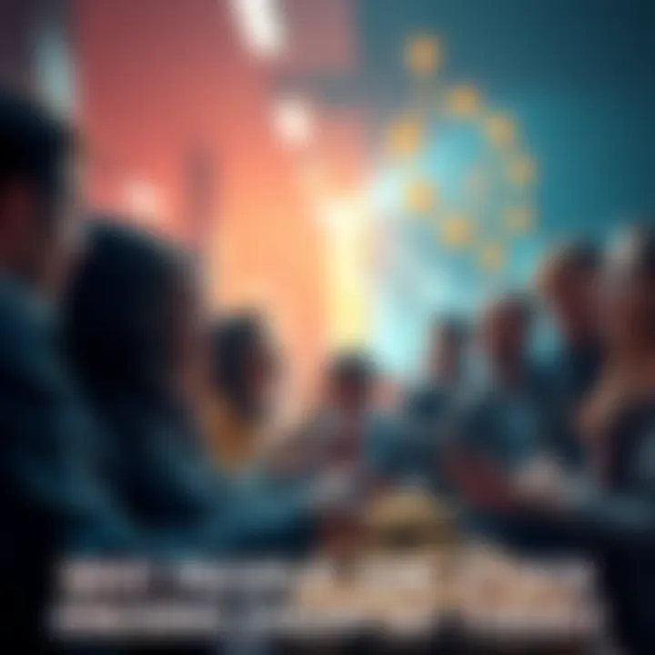 A group of people discussing and buying low-cost bitcoins, showing enthusiasm for stacking sats