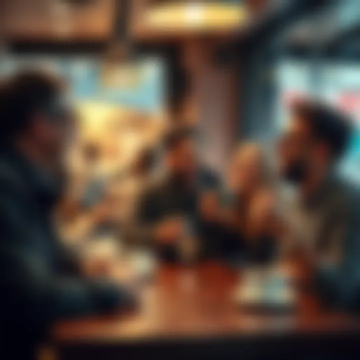 A group of friends sharing a funny moment while enjoying coffee at a cafe, showcasing humor in daily life.