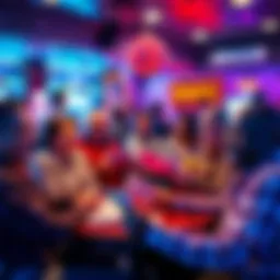 A group of people enjoying a lively game of Bingo with colorful cards and markers, laughing and chatting together.