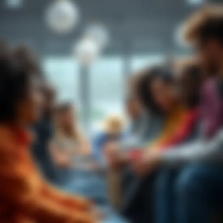 A group of diverse individuals sitting together, sharing their struggles and supporting each other in tough times.