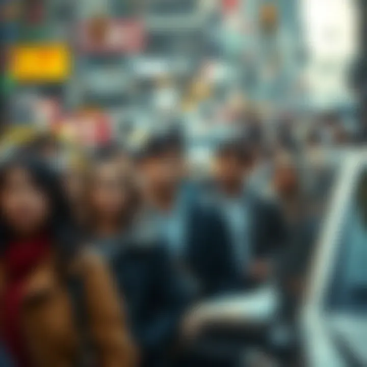 People Staying Calm in Chaos A group of people looking composed and calm in a busy, chaotic scene with fast-moving traffic and scattered crowds.