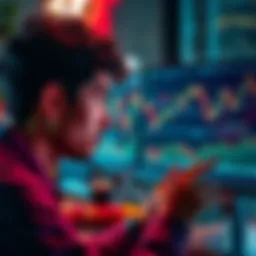 A person analyzing altcoin trends on a computer screen with a worried expression during a bear market