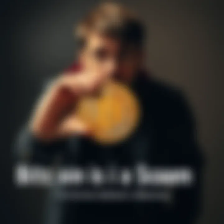 Person with Bitcoin logo looking troubled A troubled individual holding a Bitcoin symbol, symbolizing disillusionment with cryptocurrency