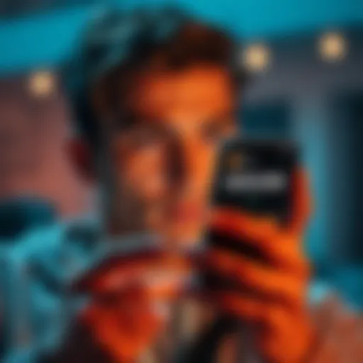 User looking at cryptocurrency balance of $29,593 on a mobile app with a thoughtful expression