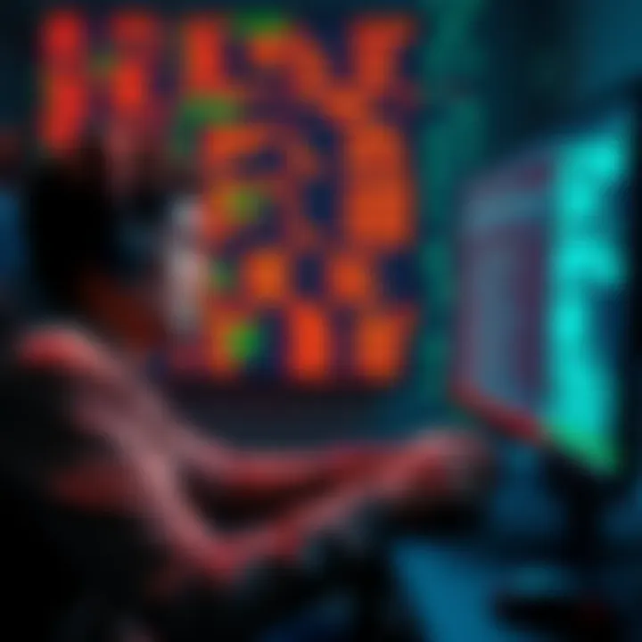 A person focused on a computer screen filled with code and numbers, humorously depicting the world of mining as a cycle of number crunching.