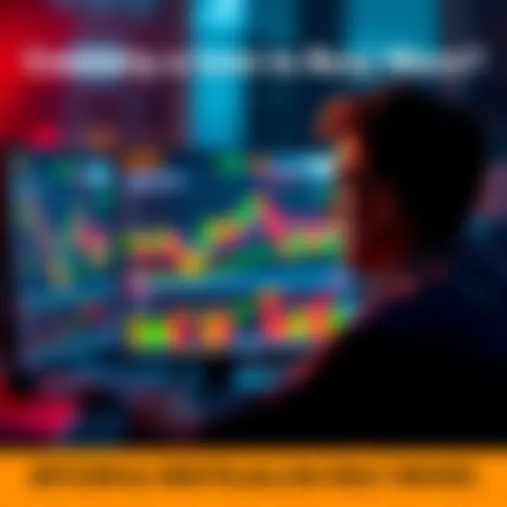 A person looking at a computer screen, contemplating taking a loan to invest in Bitcoin, with cryptocurrency charts on display.