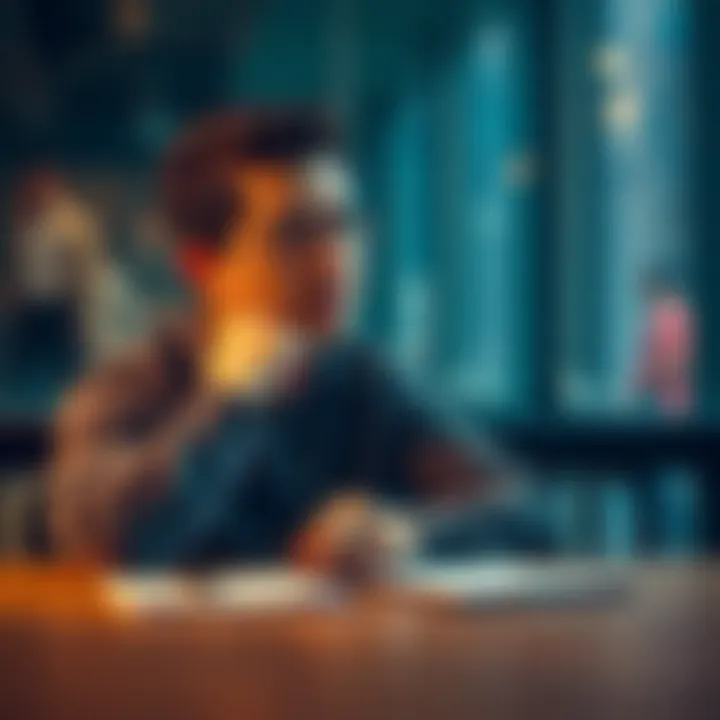 A person sits at a table with a thoughtful expression, considering choices with a notepad and pen in front of them.