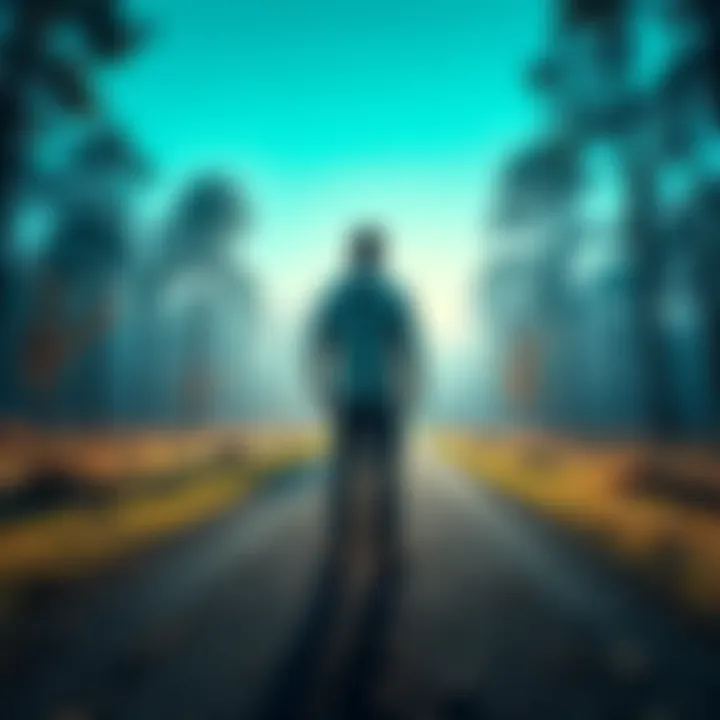 A person contemplating different paths in a forest, symbolizing choices and risks in life.
