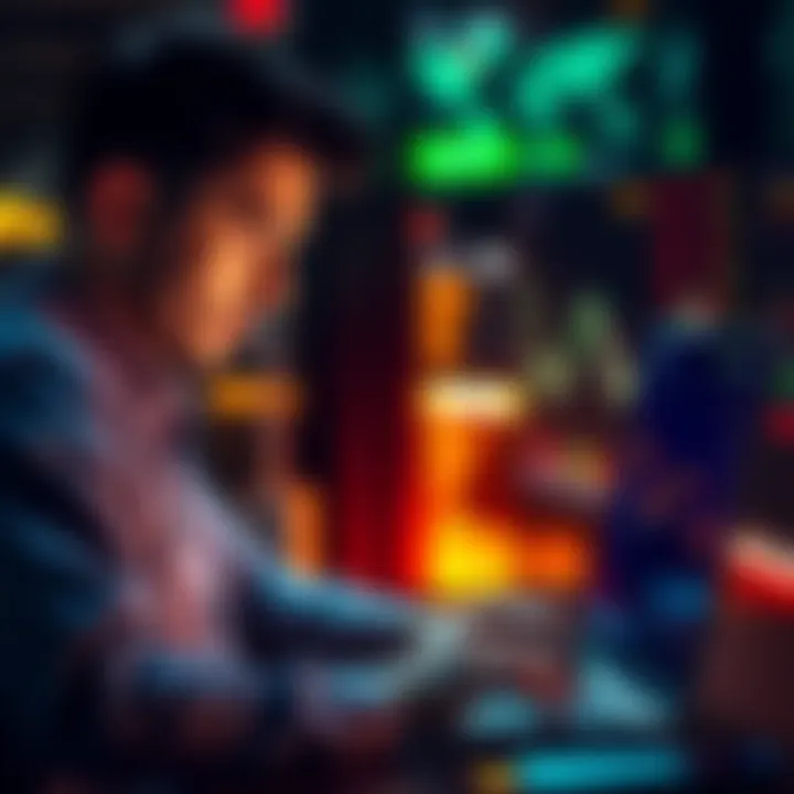 A person with a thoughtful expression looking at investment charts on a laptop, symbolizing the patience of hodling in investing.