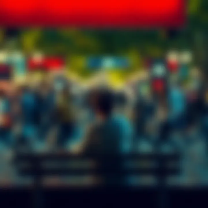 Person looking sad in a crowded space A person sits alone on a bench in a busy park, looking downcast while people pass by, reflecting feelings of sadness in a social setting.
