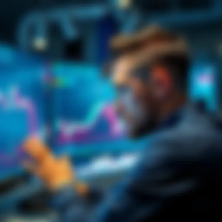 Individual looking at price charts on a screen, focused on Ethereum's market drop