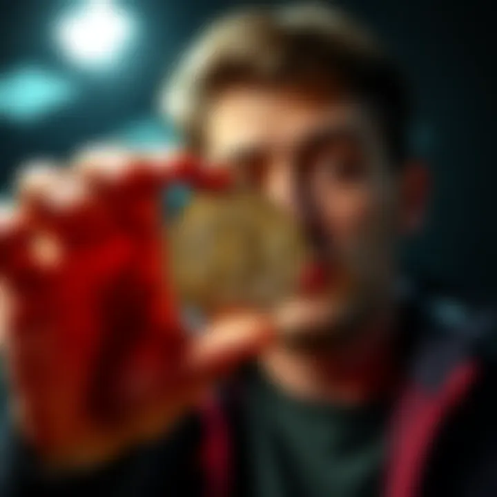 A person looks hopeful while holding a Bitcoin coin, symbolizing a last chance for financial recovery.