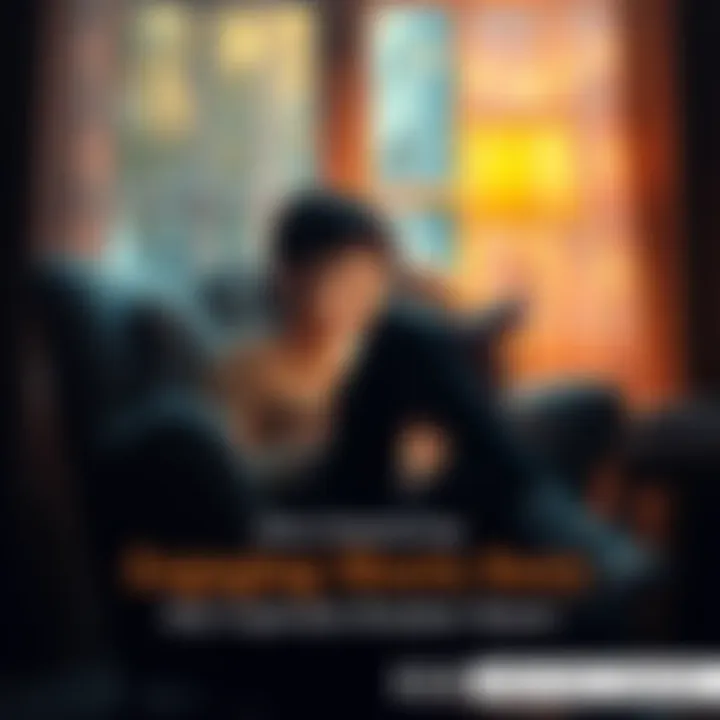 A person sitting in a cozy chair, lost in a book, with a warm light creating a comforting atmosphere