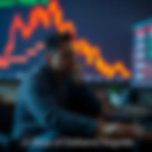 A person sits alone, looking sad and worried, reflecting on their decision to sell cryptocurrency, with a blurred computer screen displaying falling crypto values in the background.