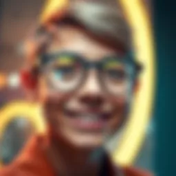 A young person with glasses smiling, showcasing their unique style