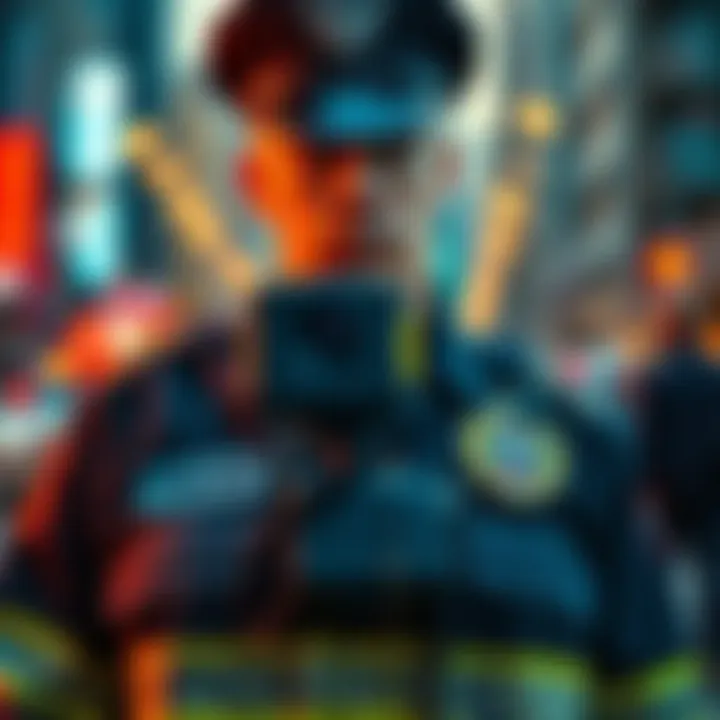 A police officer wearing a body camera, with a blurred city background, representing the unexpected leak of personal information.