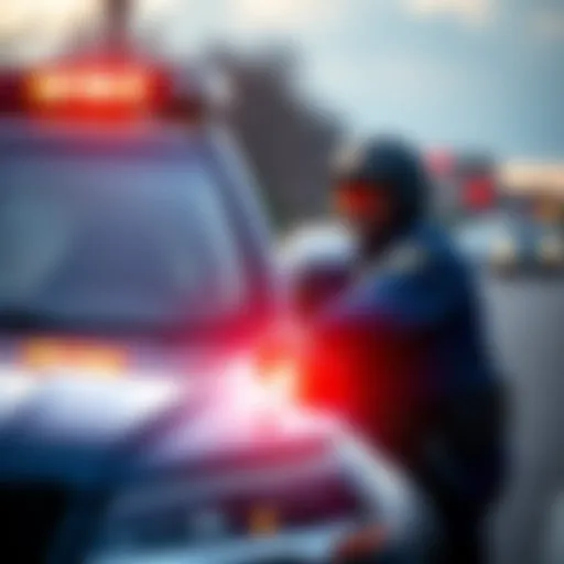 A police officer in a patrol car performs a brake check on a vehicle after a confrontation with the driver on the road.