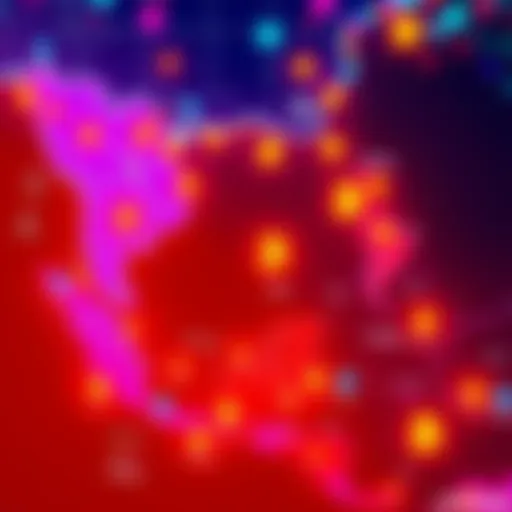 A colorful map highlighting Southeast Asia and Latin America with cryptocurrency symbols, showcasing Polygon's influence.