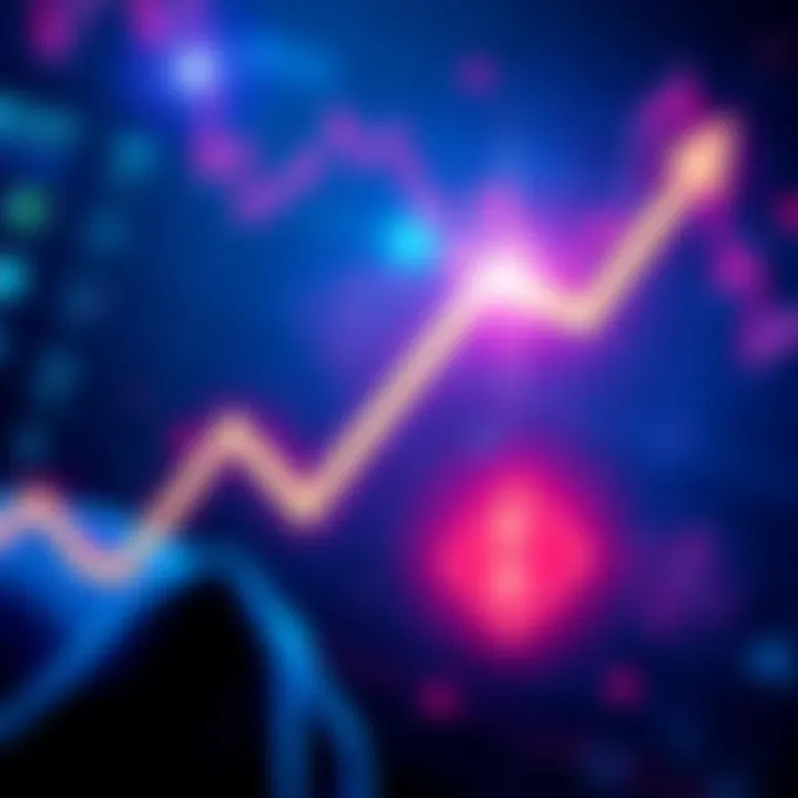 A graph showing positive trends in Polygon's market performance with upward arrows and a blockchain symbol.