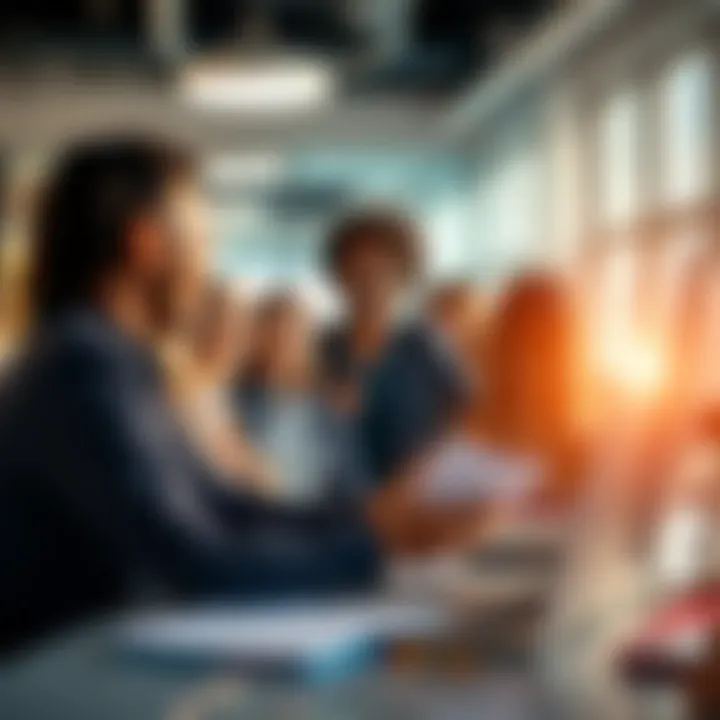 A diverse group of people discussing positive changes and future trends in a bright office setting