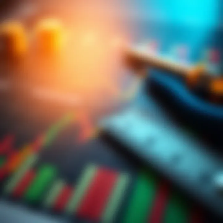 A close-up of a price chart showing fluctuating data points and a ruler for adjustments.