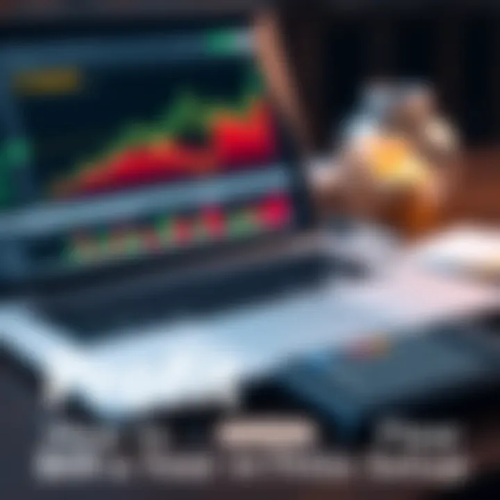 A close-up of a laptop displaying financial graphs with a calculator and notepad beside it, symbolizing the idea of making profits.