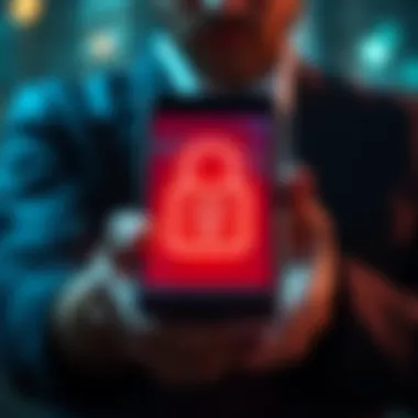 Protecting Personal Information A person holding a smartphone with a padlock symbol, representing data security against breaches