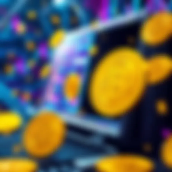 A quantum computer with Bitcoin symbols floating around it, highlighting the security threat to cryptocurrency.