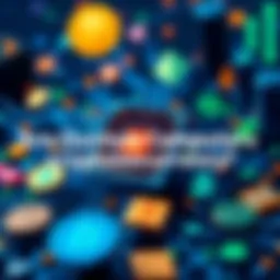 A quantum computer surrounded by various cryptocurrency symbols, illustrating the potential impact on digital assets.