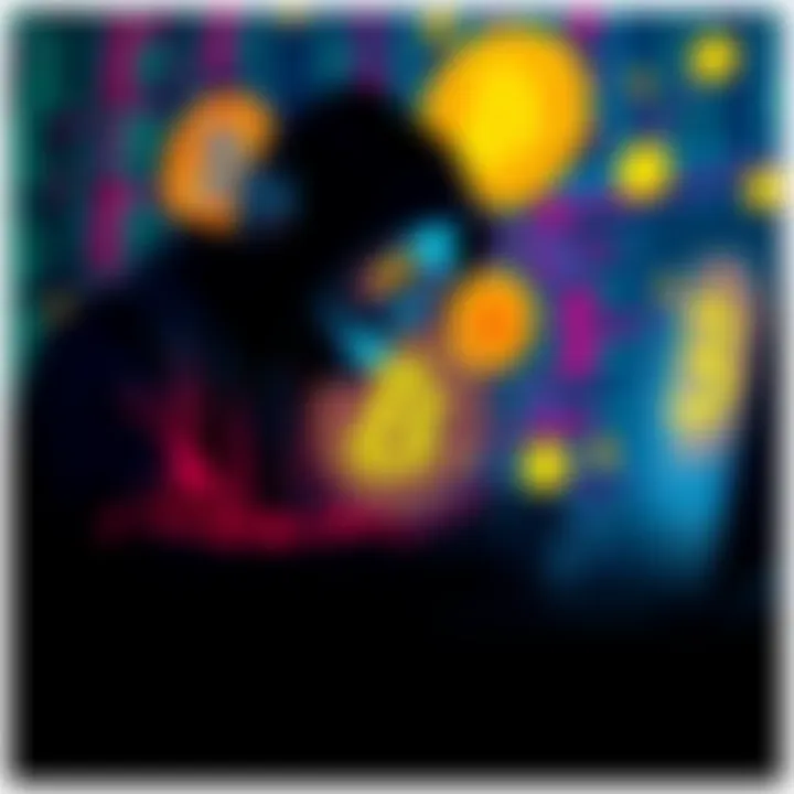 A hacker working on a computer with complex codes and Bitcoin symbols in the background, representing the threat to Bitcoin's security.